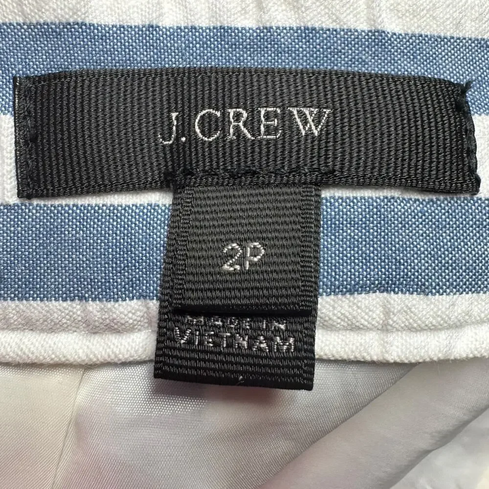 J.Crew Cotton Faux Wrap Skirt Blue White Stripe Petite 2